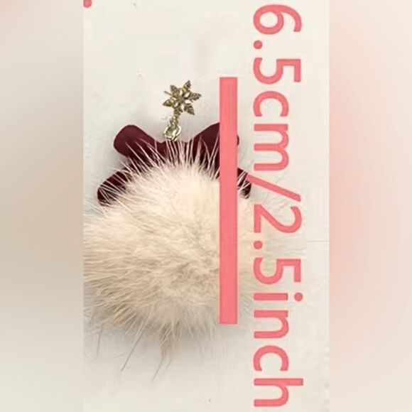 CHRISTMAS HOLIDAY Flocking Ball Bow & Silver Snowflake Dangle Earrings NEW - Picture 5 of 5